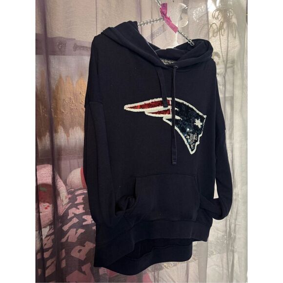 VS pink xNFl new england patriots pullover hooded sweatshirt- hoodie bling - Picture 1 of 4